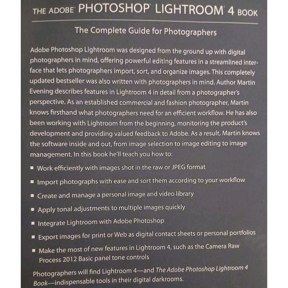 Adobe Photoshop Lightroom 4 Book Complete Guide - Photographers MSRP $54.99 #B37 - Picture 10 of 12